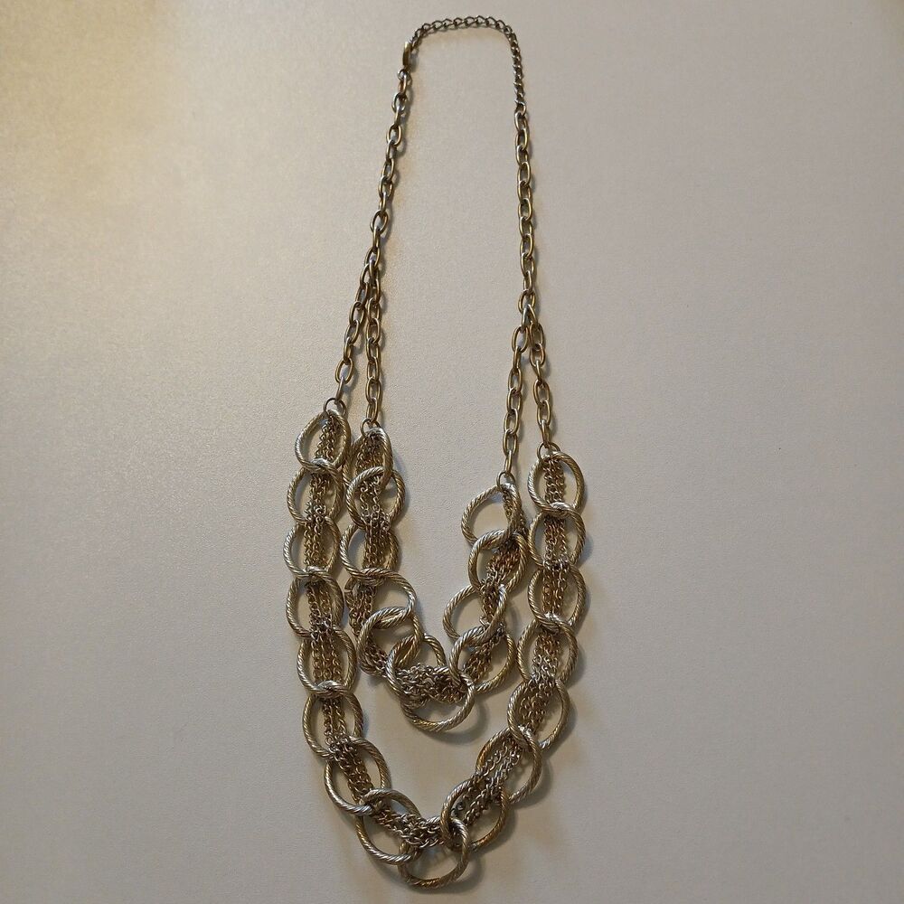 Vintage 90s Heavy Layered Curb Chain & Rope Link Necklace - Industrial Chic